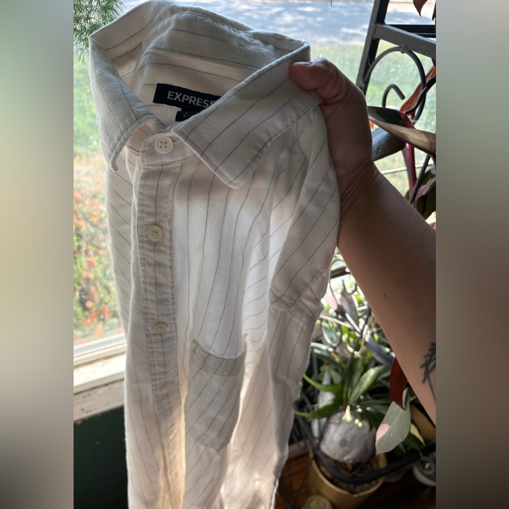 Express Ivory Pinstripe Shirt